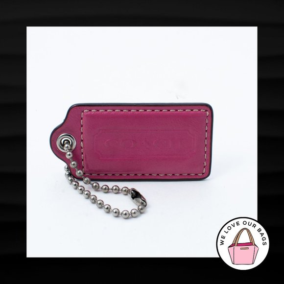 2.5" Large COACH PINK LEATHER NICKEL KEY FOB BAG CHARM KEYCHAIN HANG TAG - Picture 1 of 1